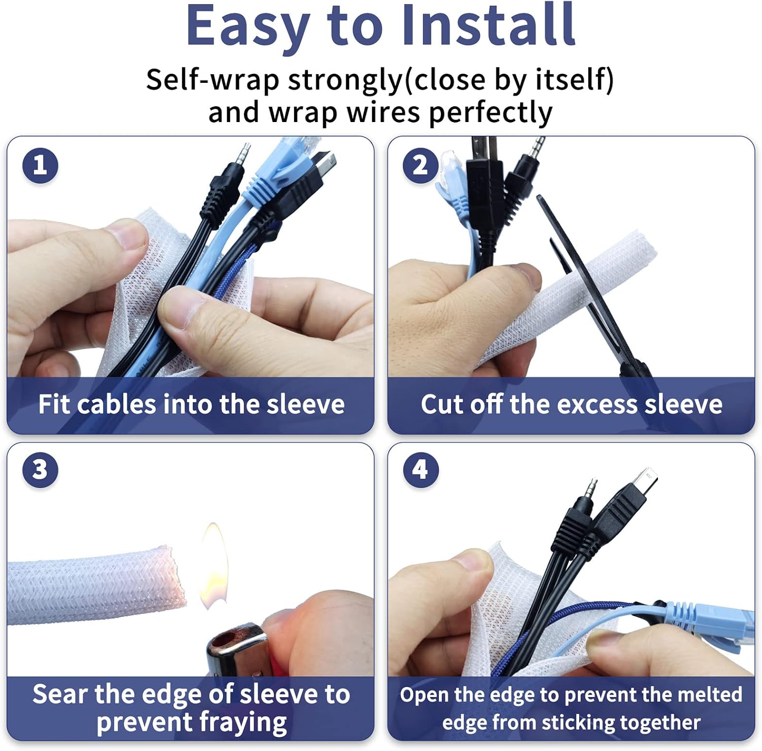 Cable Management, 10ft - 1/2 inch Wire Loom, Self-Wrap Cable Organiser, Braided - Image 6