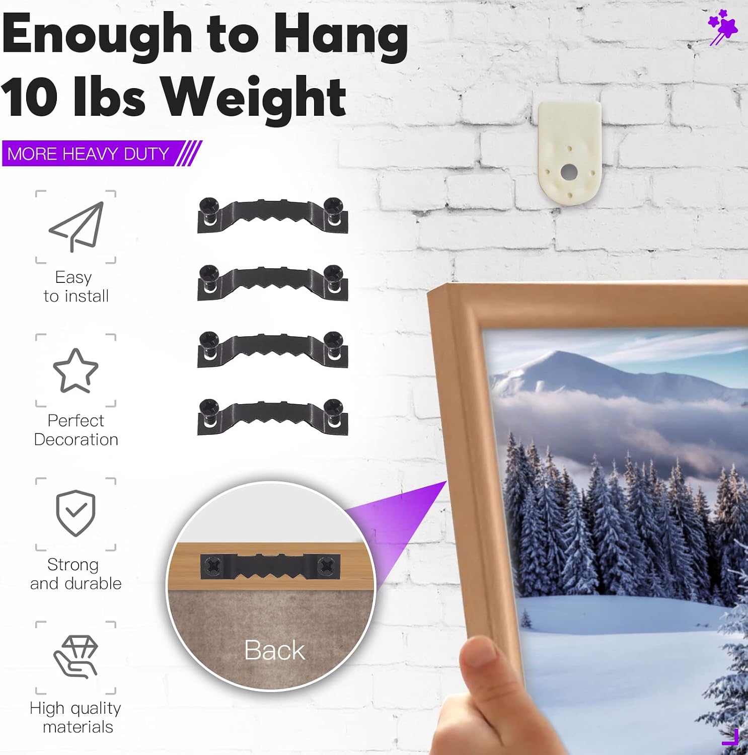 600Pcs Sawtooth Picture Frame Hanging Hangers Double Hole with Screws - Image 5
