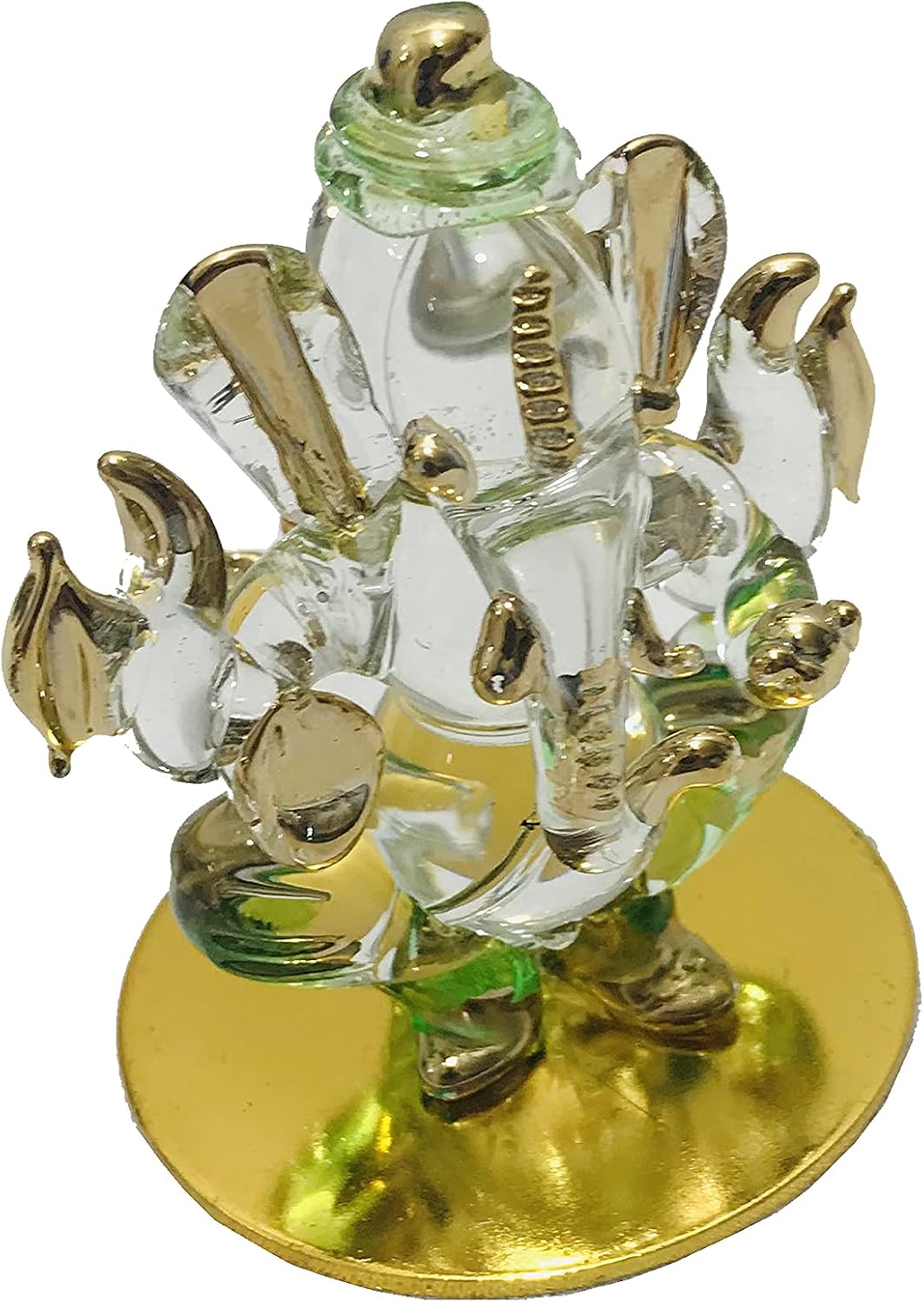 Small Crystal Ganesha Sitting Ganesh Sculpture Murti Mini Ganpati Idol Car - Image 2