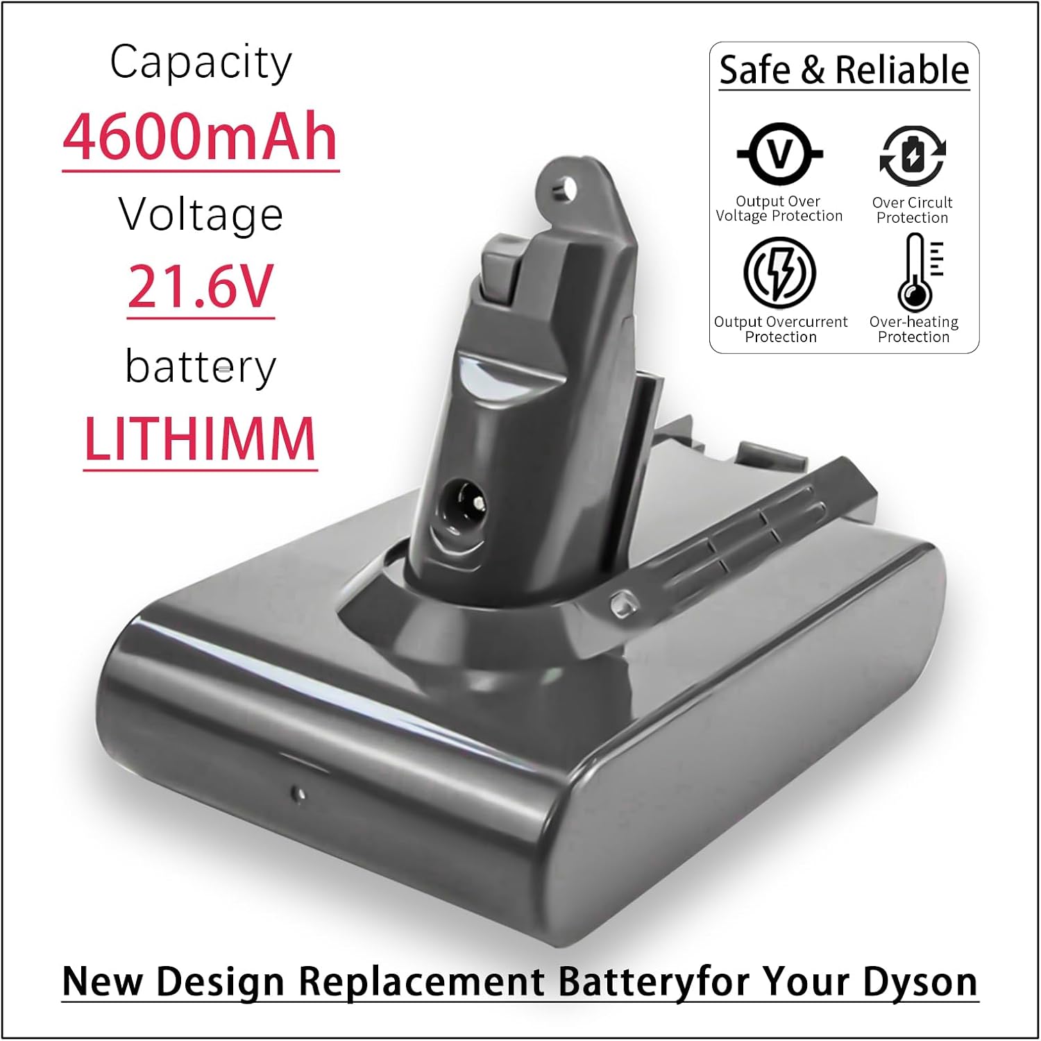 21.6V 4.6Ah for Dyson V6 Lithium Handheld Vacuum Cleaner Battery Replacement - Image 3