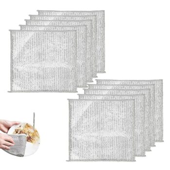 Multipurpose Wire Dishwashing Rags, 10Pcs Double Layer Reusable Cleaning Cloths