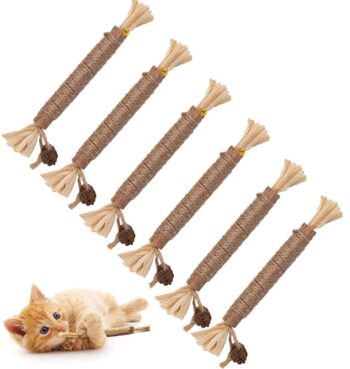 6 Pcs Catnip Toys Silvervine Chew Stick Natural Silvervine Blend Sticks Cat nips