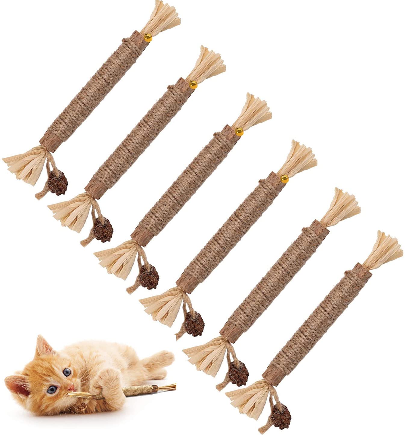 6 Pcs Catnip Toys Silvervine Chew Stick Natural Silvervine Blend Sticks Cat nips