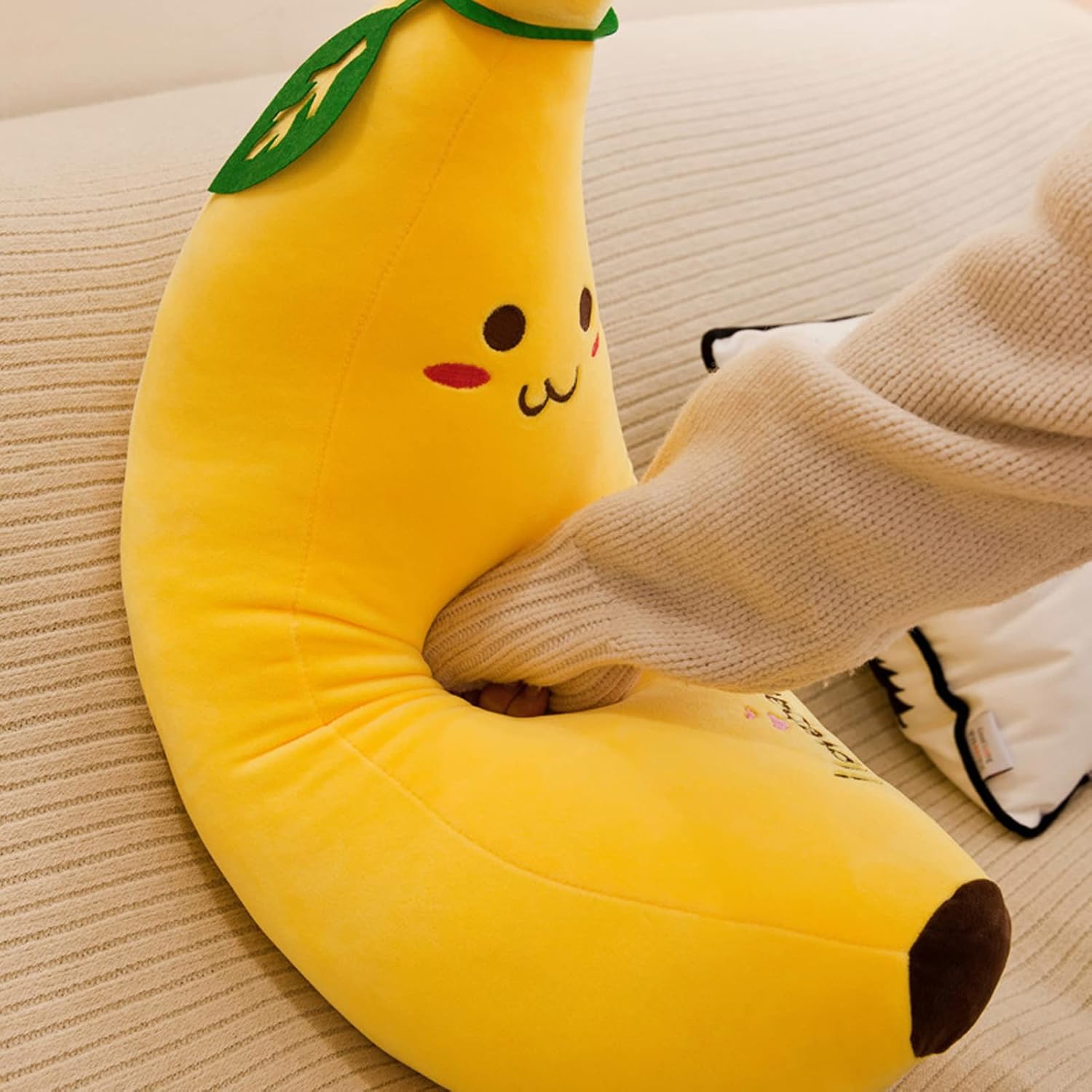 19.7Inch Soft Stuffed Banana Plush Pillow, Plushie Banana Hugging Pillow - Image 3
