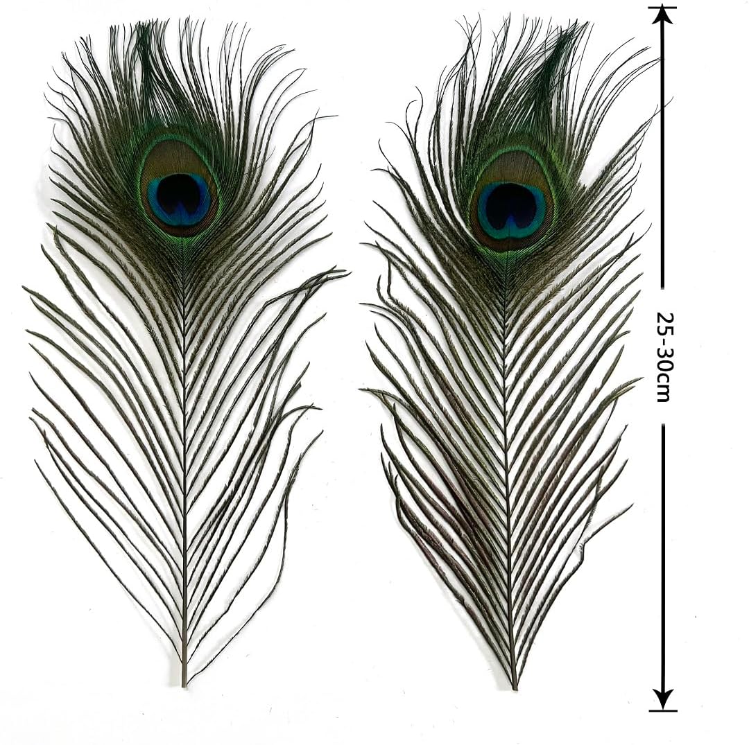 100pcs Natural Peacock Feathers with Eye Peacock Tail Feathers (25-30cm) - Image 2