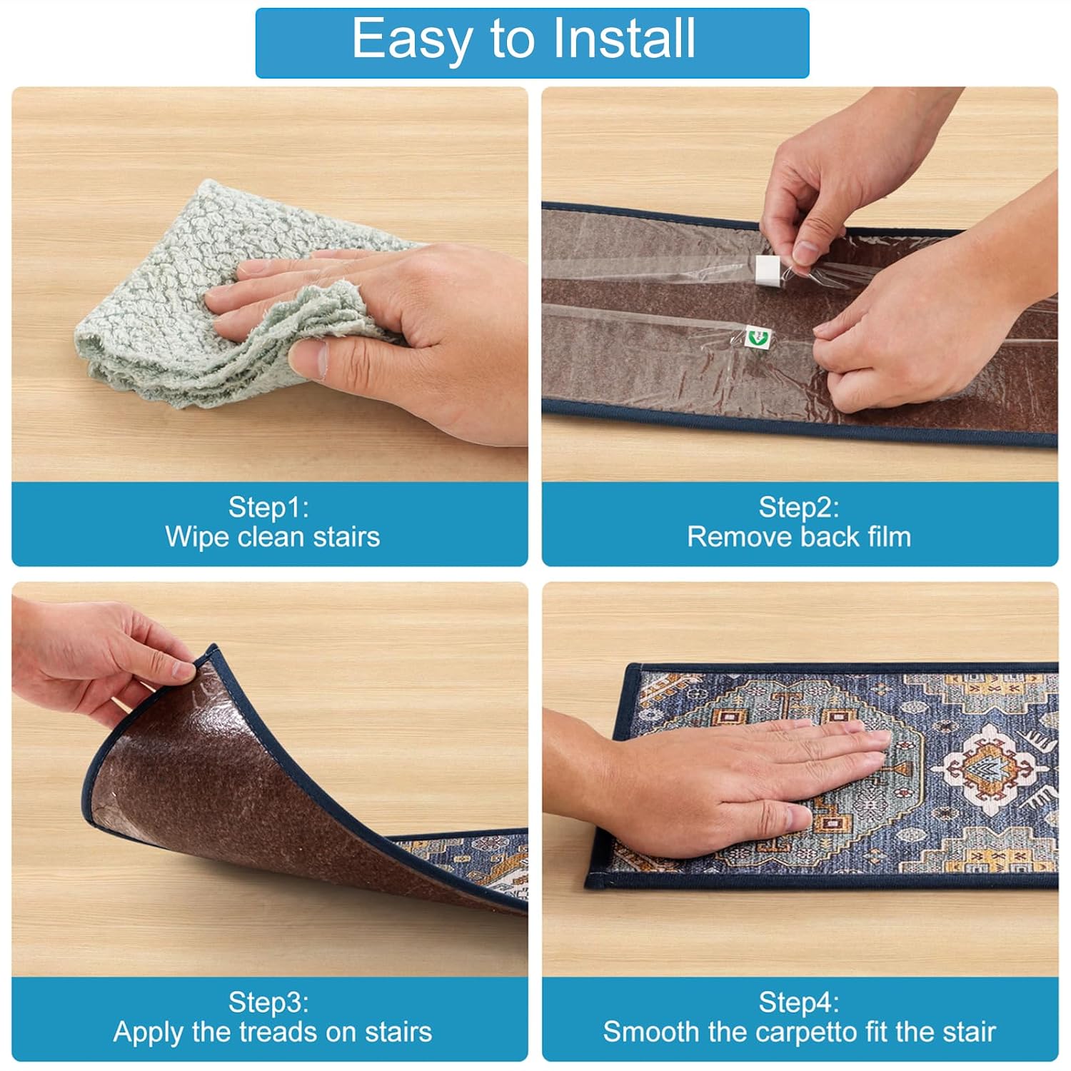 Non-Slip Washable Stair Treads,8" x 30" x 0.3", Soft and Comfortable Stair - Image 8