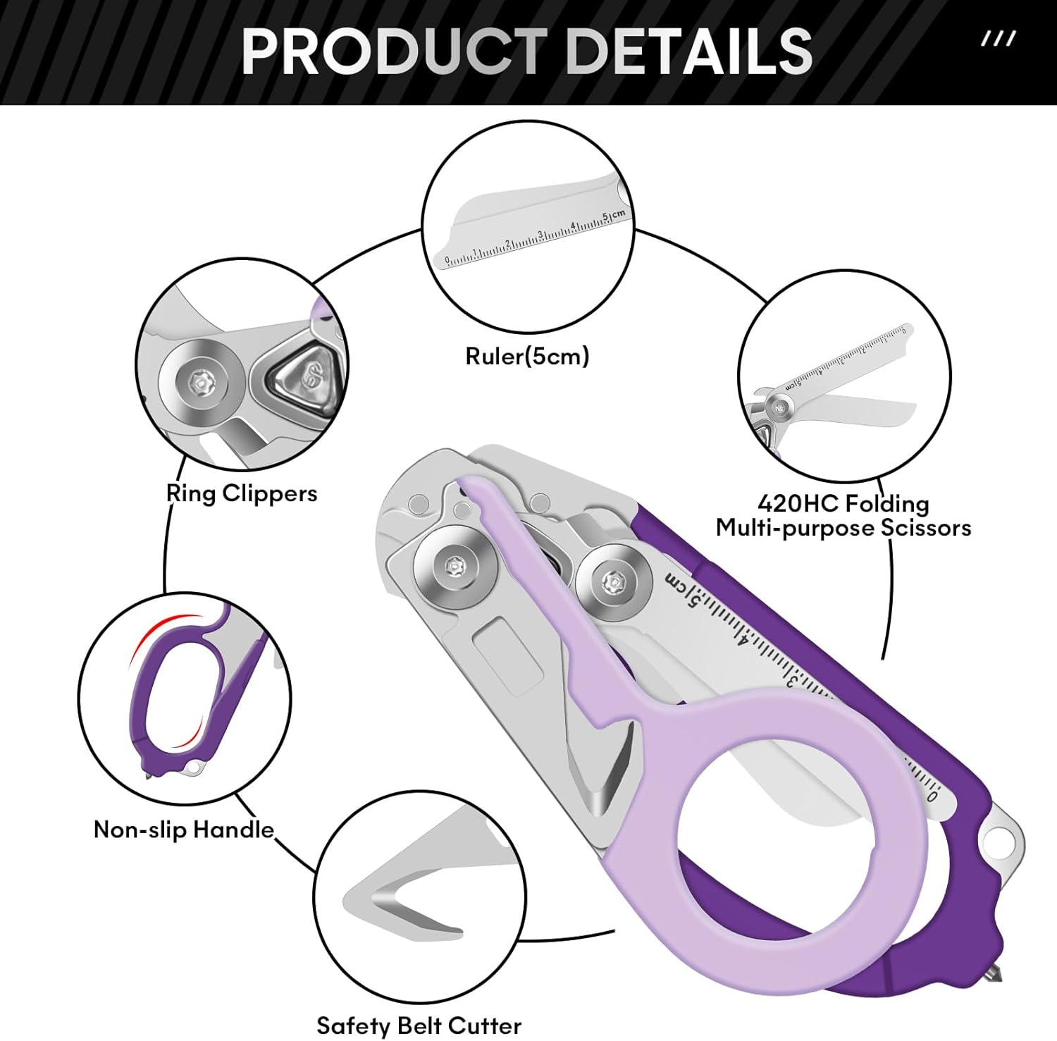 Trauma Shears Emergency Shears with Strap Cutter and Glass Breaker Stainless - Image 4