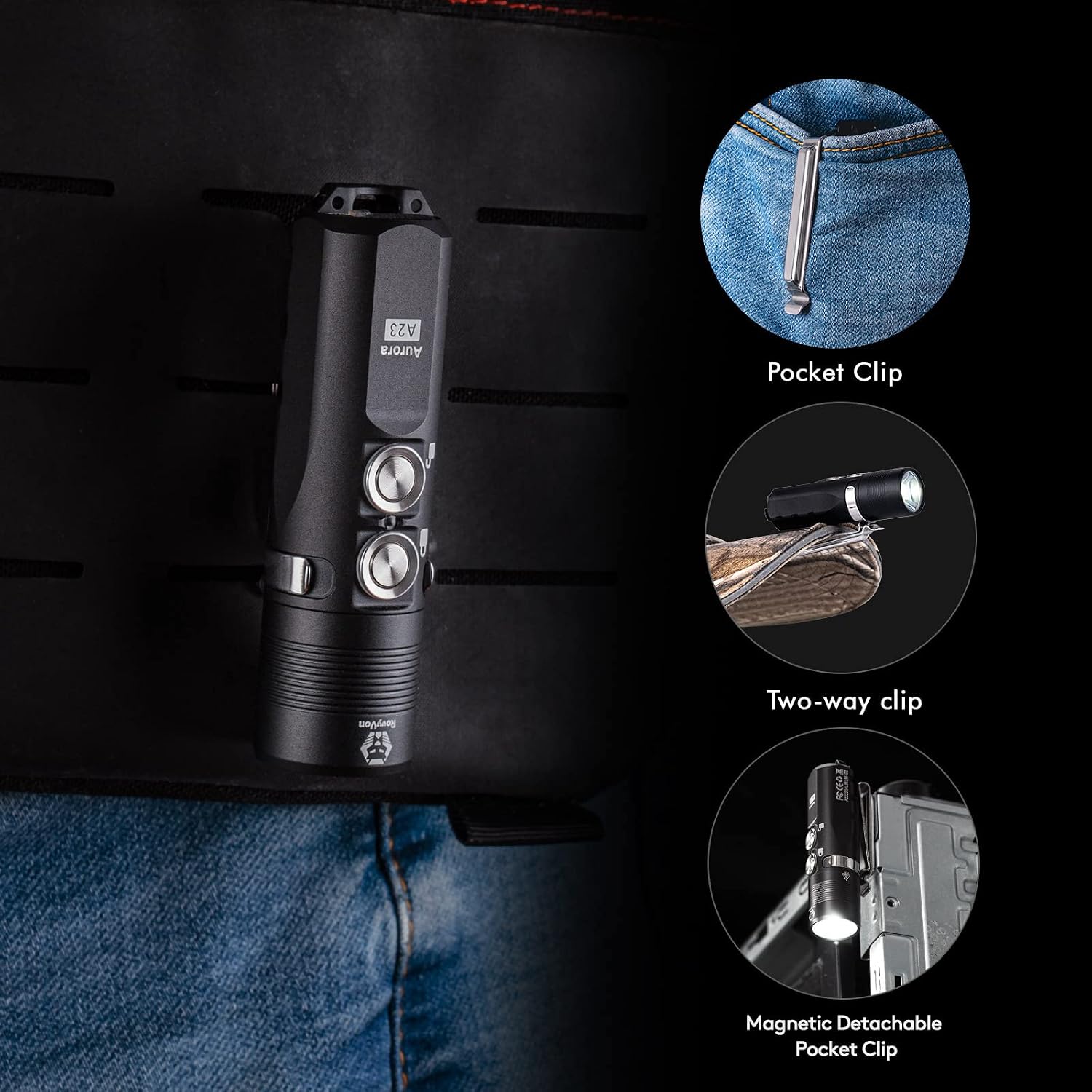 Pocket Flashlight - 1000 Lumen Bright, Rechargeable, EDC Keychain Flashlight - Image 4