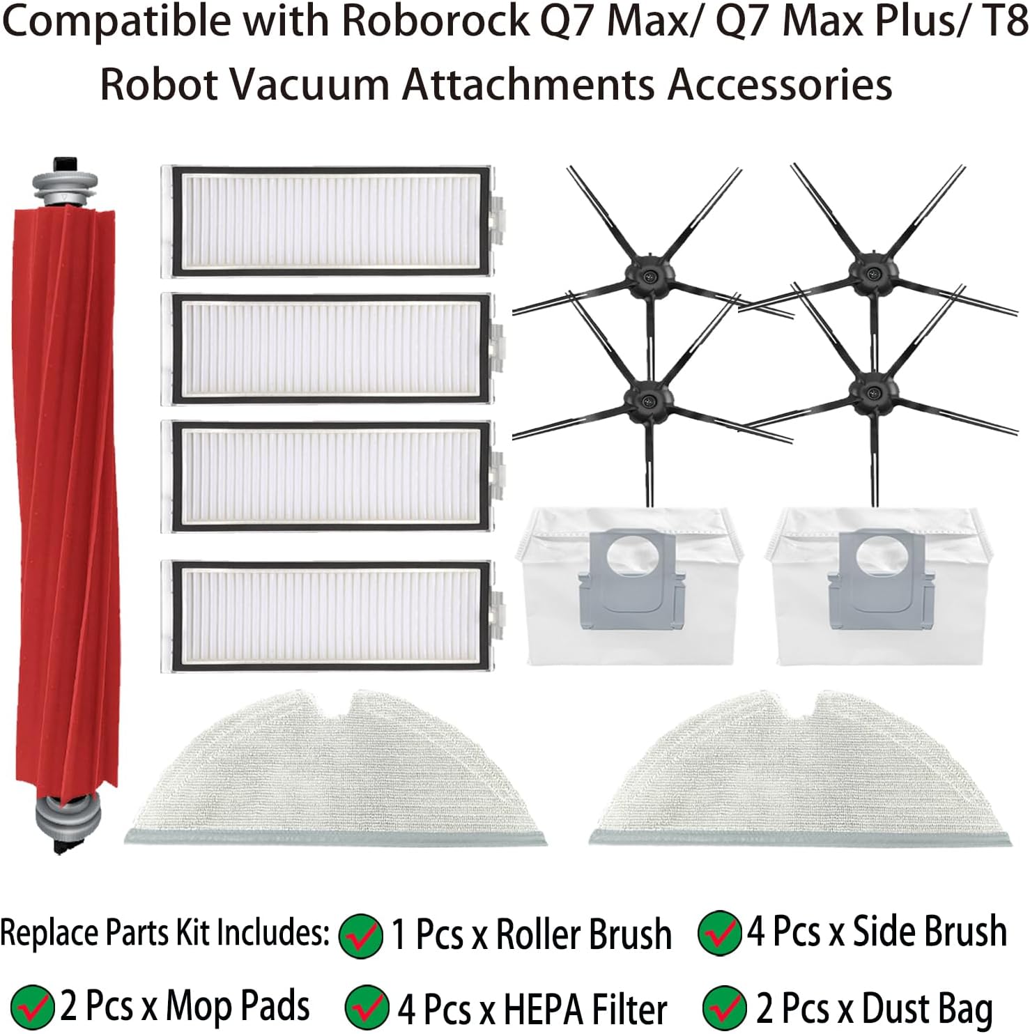 Replacement Parts for Roborock Q7 Max/ Q7 Max Plus/ T8 Robot Vacuum 1 Main Brush - Image 2