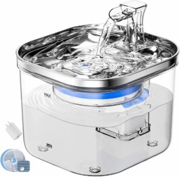Pet Water Fountain 2L, 304 Stainless Steel Smart Pet Drinking Fountain