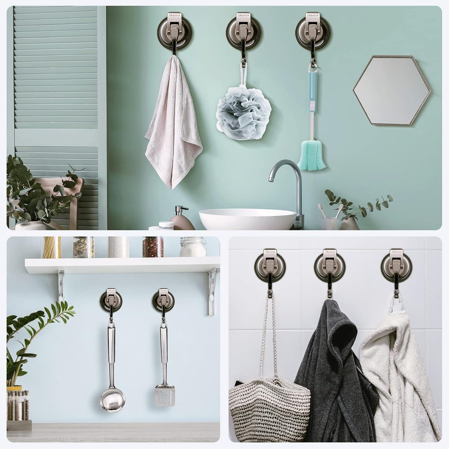 Heavy Duty Vacuum Suction Cup Hooks (2Pack) for Shower, Glass - Image 4