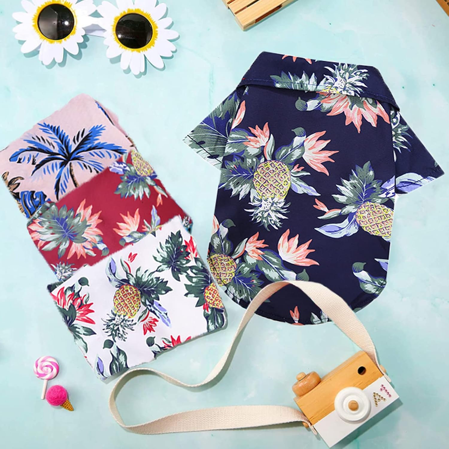 Pack of 4 Hawaiian Dog Shirt Summer Breathable Pet Clothes Dog Sweatshirts Cool - Image 2