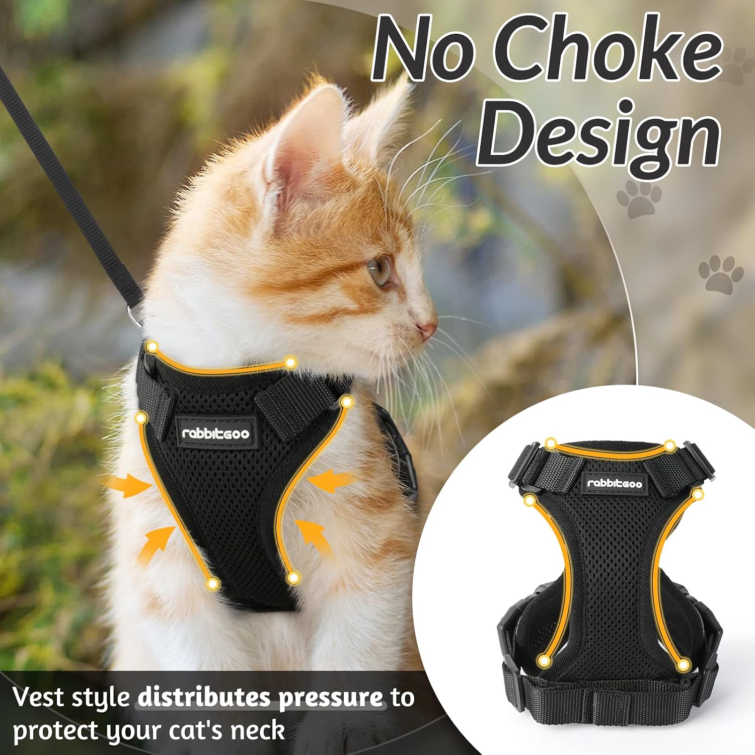 Cat Harness and Leash for Walking, Escape Proof Soft Adjustable Vest Harnesses - Image 3