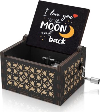 You are My Sunshine Wooden Colorful Black Music Box I Love You to The Moon