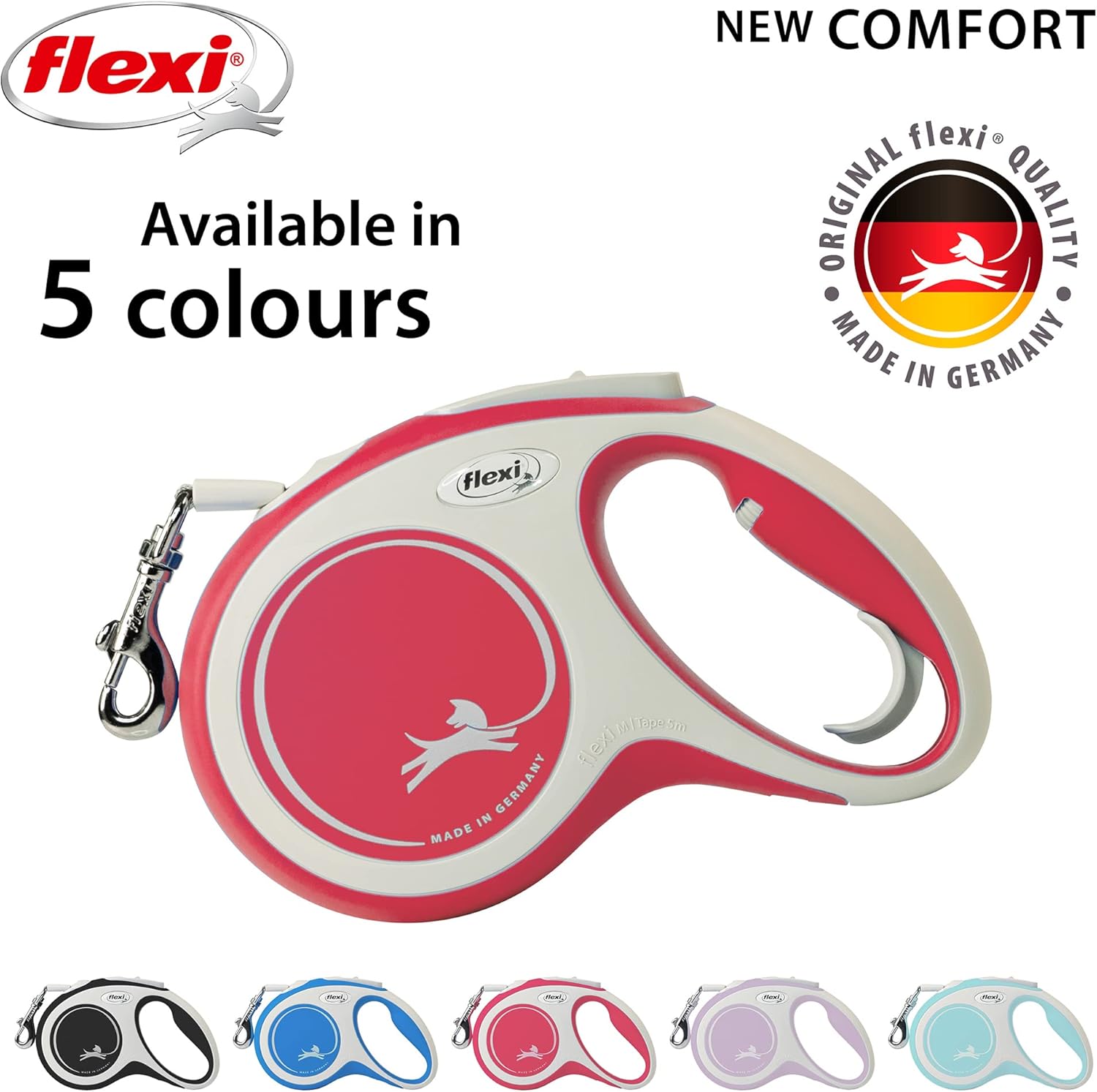 New Comfort Retractable Lead Tape Medium Red 5m Red Medium - Image 5