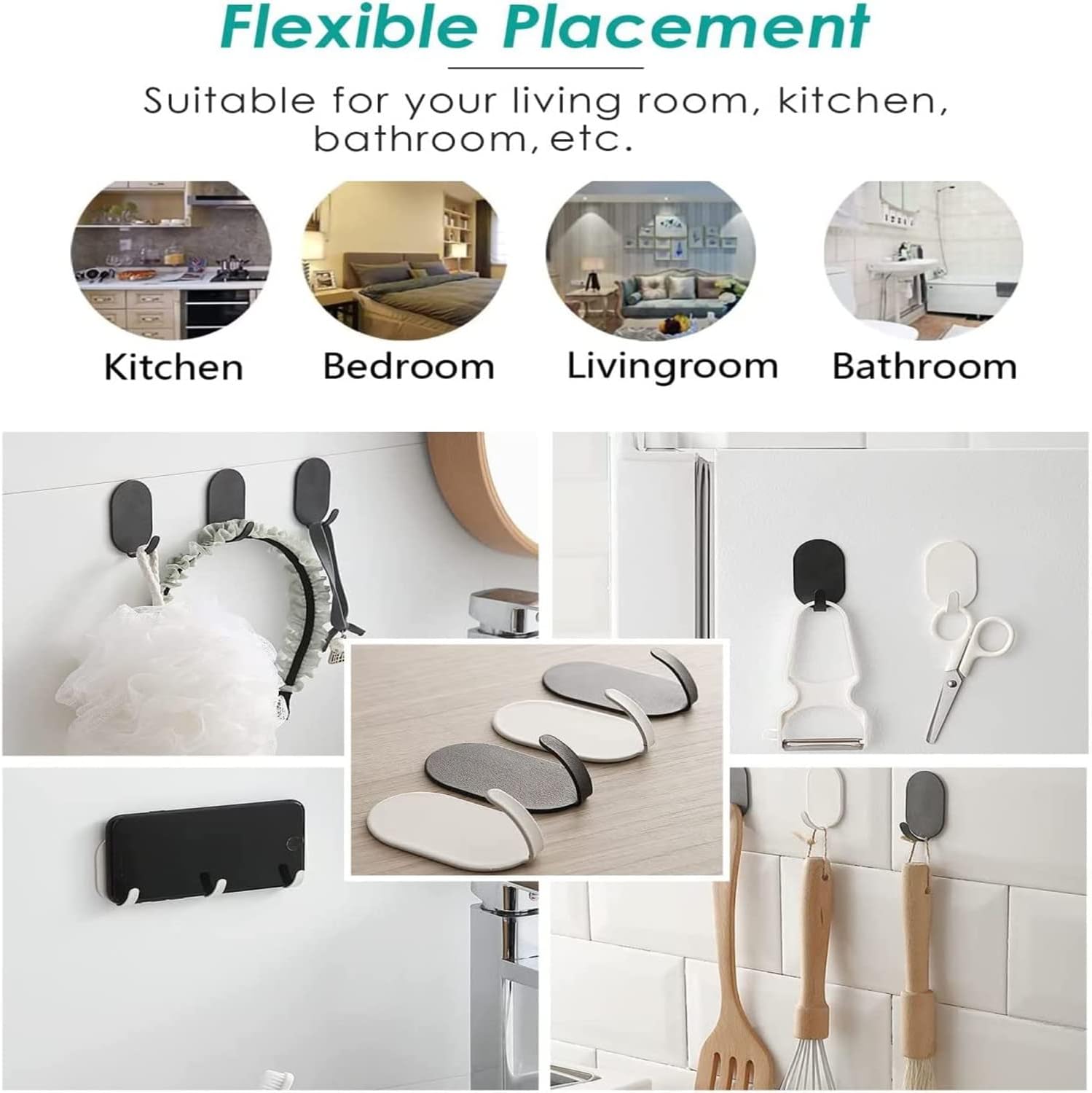 10 Packs Self Adhesive Hook, Heavy Duty Wall Hooks,Durable Strong Carbon Steel - Image 5