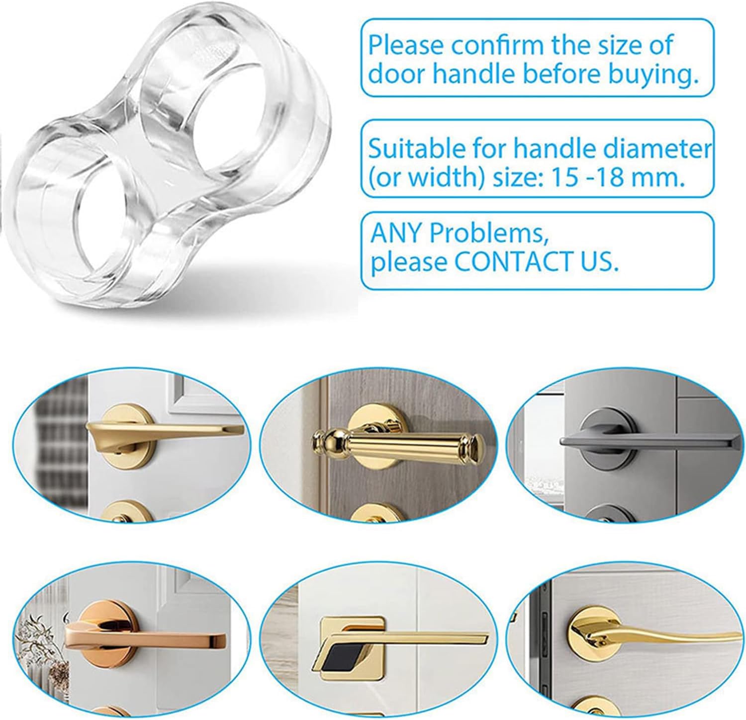 Door Handle Protectors, 5 Pcs Transparent Door Handle Stopper, Ring Door Handle - Image 6