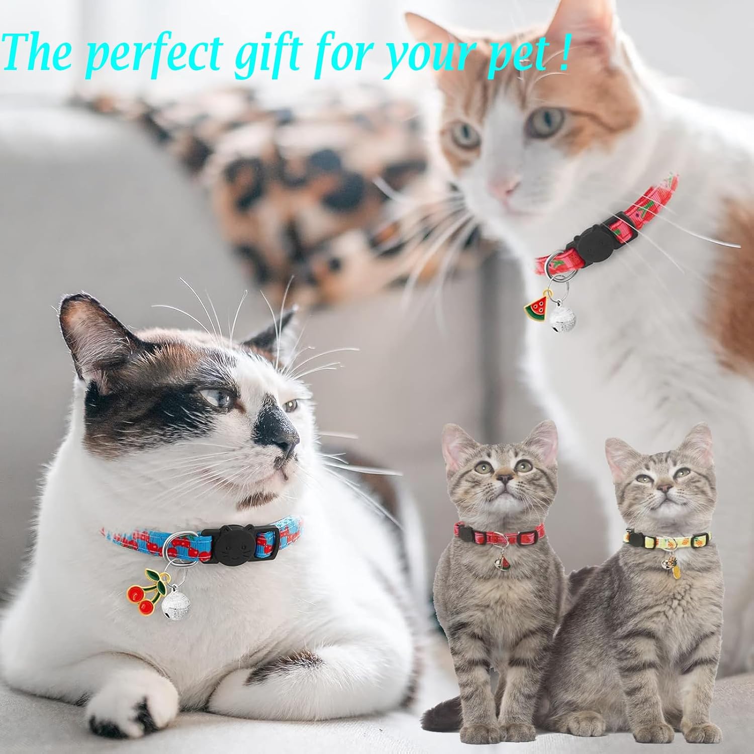 Cat Collars,7 Pack Cat Collar with Bells,Safety Breakaway Cat Collars Adjustable - Image 6