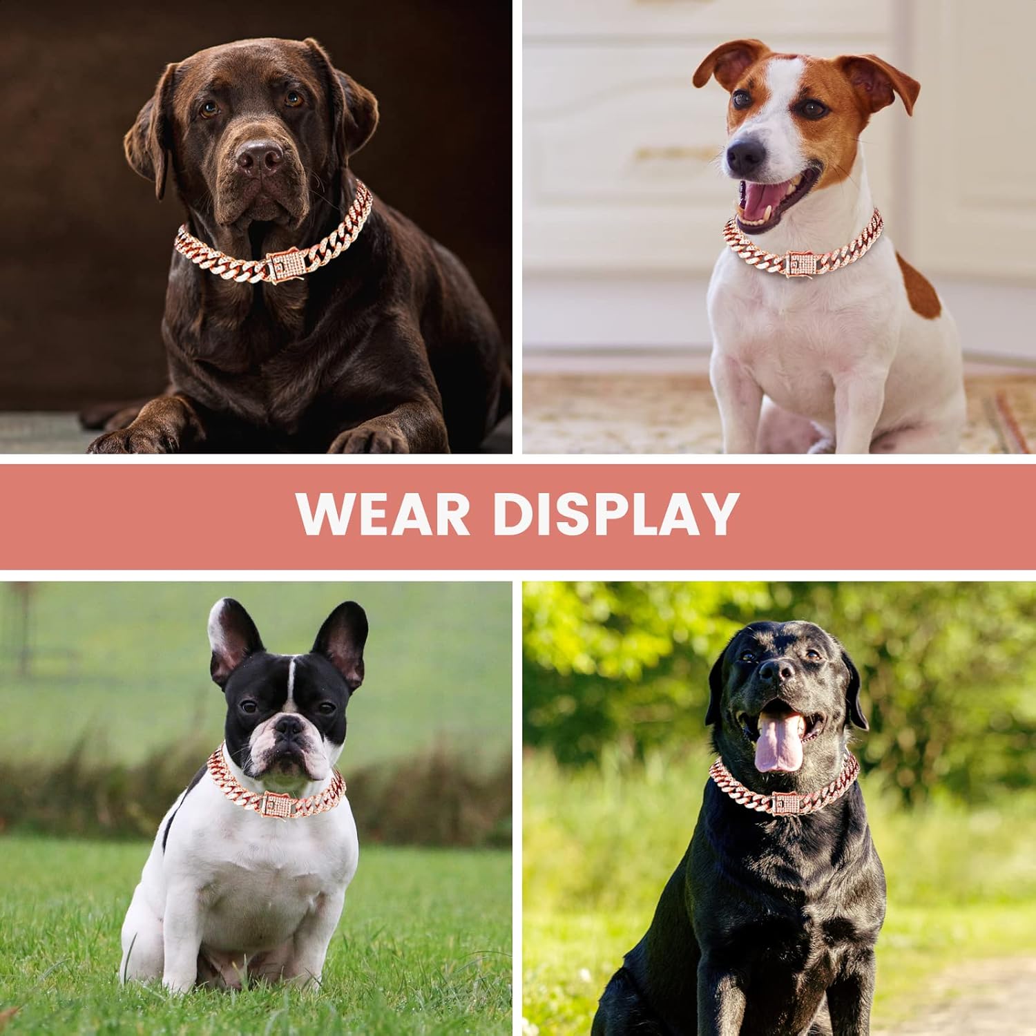 Dog Chain Collar, Diamond Cuban Collar Walking Metal Chain Collar - Image 3