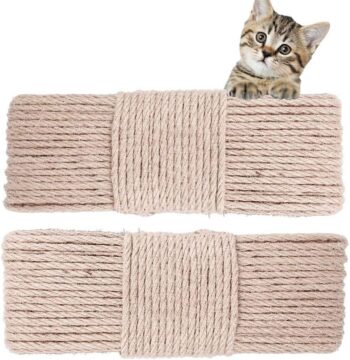 6mm 66Ft Natural Sisal Rope, Unoiled Sisal Twine for Cat Tree Scratching Post