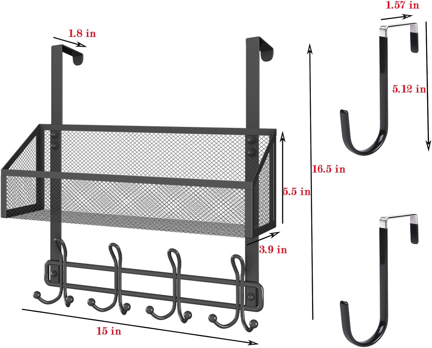 Door Hanger Hook,Door Hanger with Mesh Basket and 2 Over The Door - Image 6