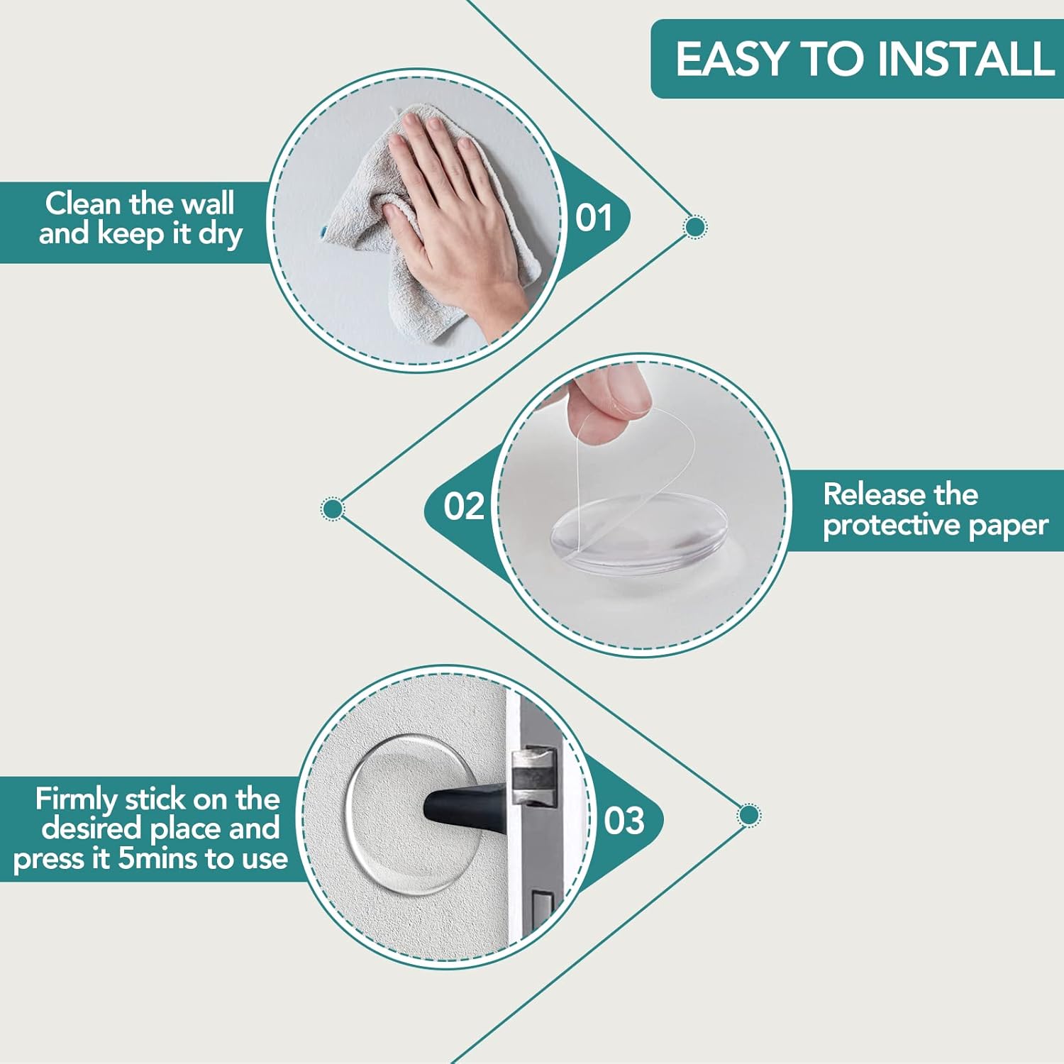Door Stoppers Wall Protector, 6PCS Reusable Door Bumper with Self Strong - Image 4
