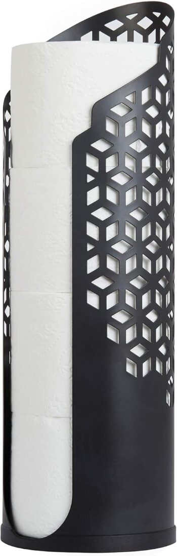 Hexacube Toilet Tissue Reserve, Bathroom Organizer, Matte Black, 5.75"