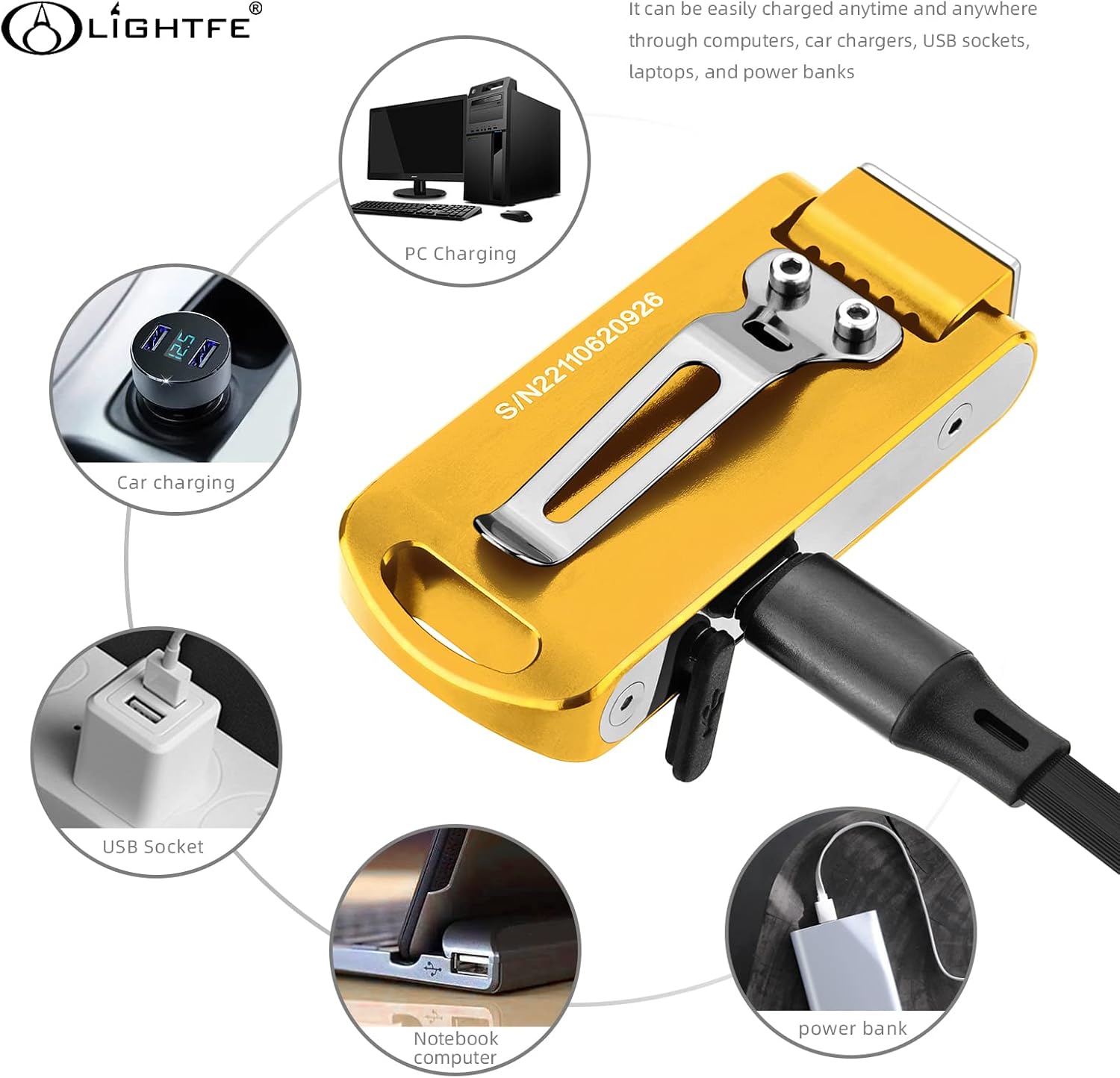 Keychain Flashlight MK62 USB Rechargeable 180-degree Rotating lamp Head - Image 2