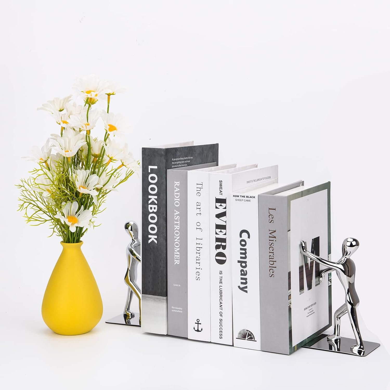 Heavy Duty Bookends, 2 Pack Stainless Steel Kung Fu Man Book End, Creative Metal - Image 7