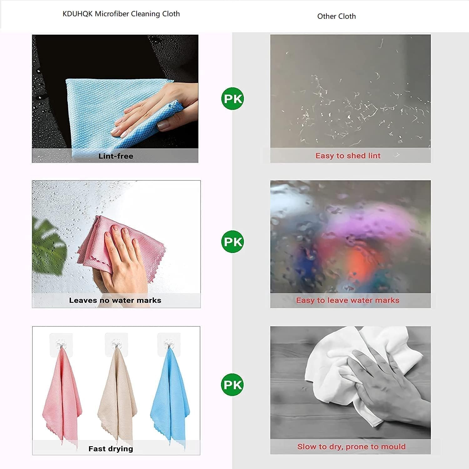 Microfiber Cleaning Cloth,Lint-Free Cleaning Cloth,Window Cleaning - 6pcs - Image 5