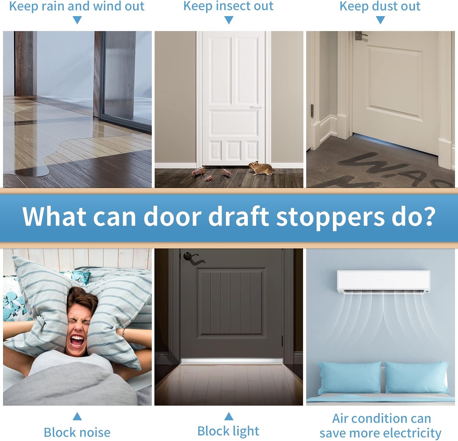 2 Pack Door Draft Stopper, Under Door Draft Blocker, Soundproof Door Sweep - Image 4