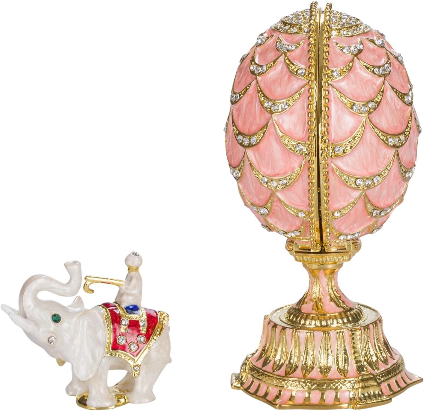 Faberge Style Pinecone Egg with Elephant 12 cm Pink - Image 4