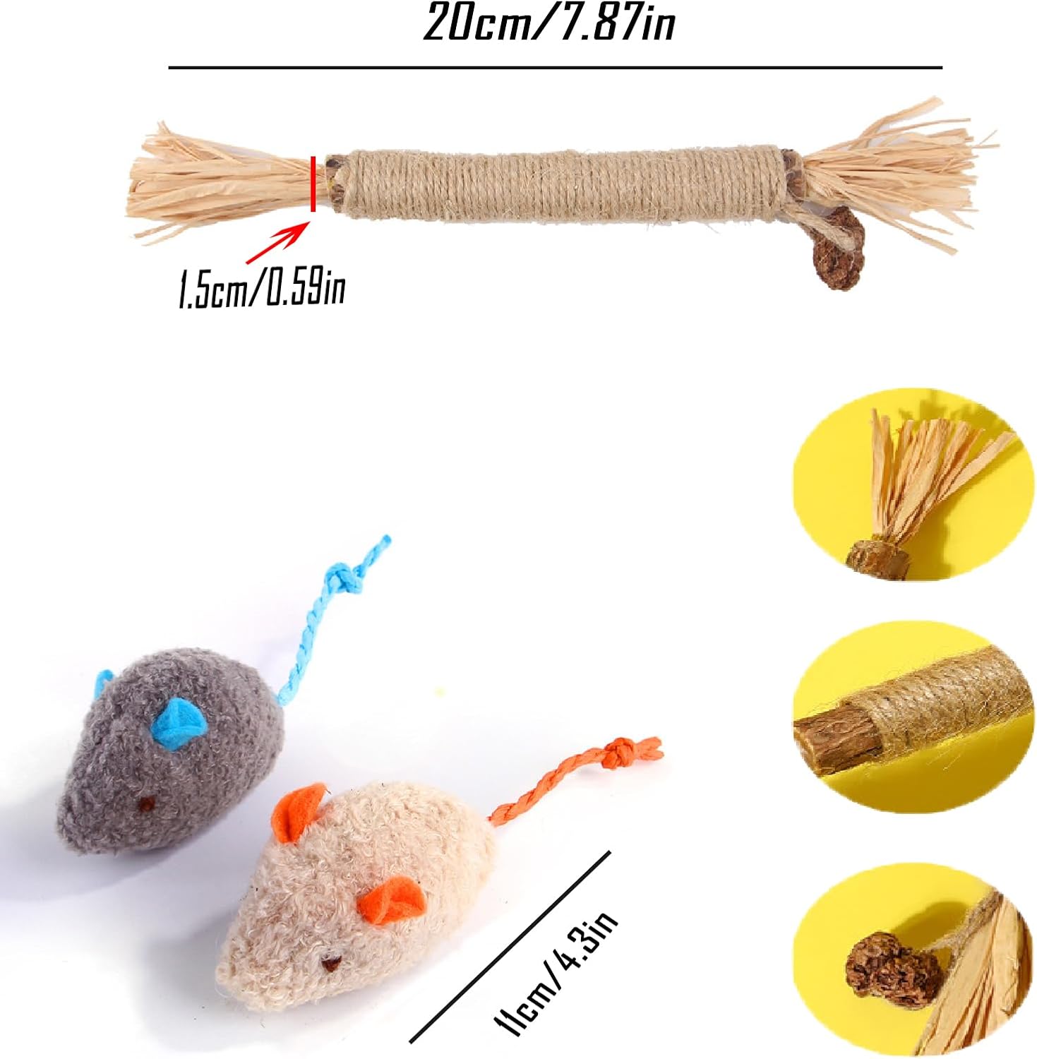 6 PCS Natural Silver Vine Sticks Cat Toys,Cat Snacks Sticks,Catnip Cat Chew Toys - Image 3
