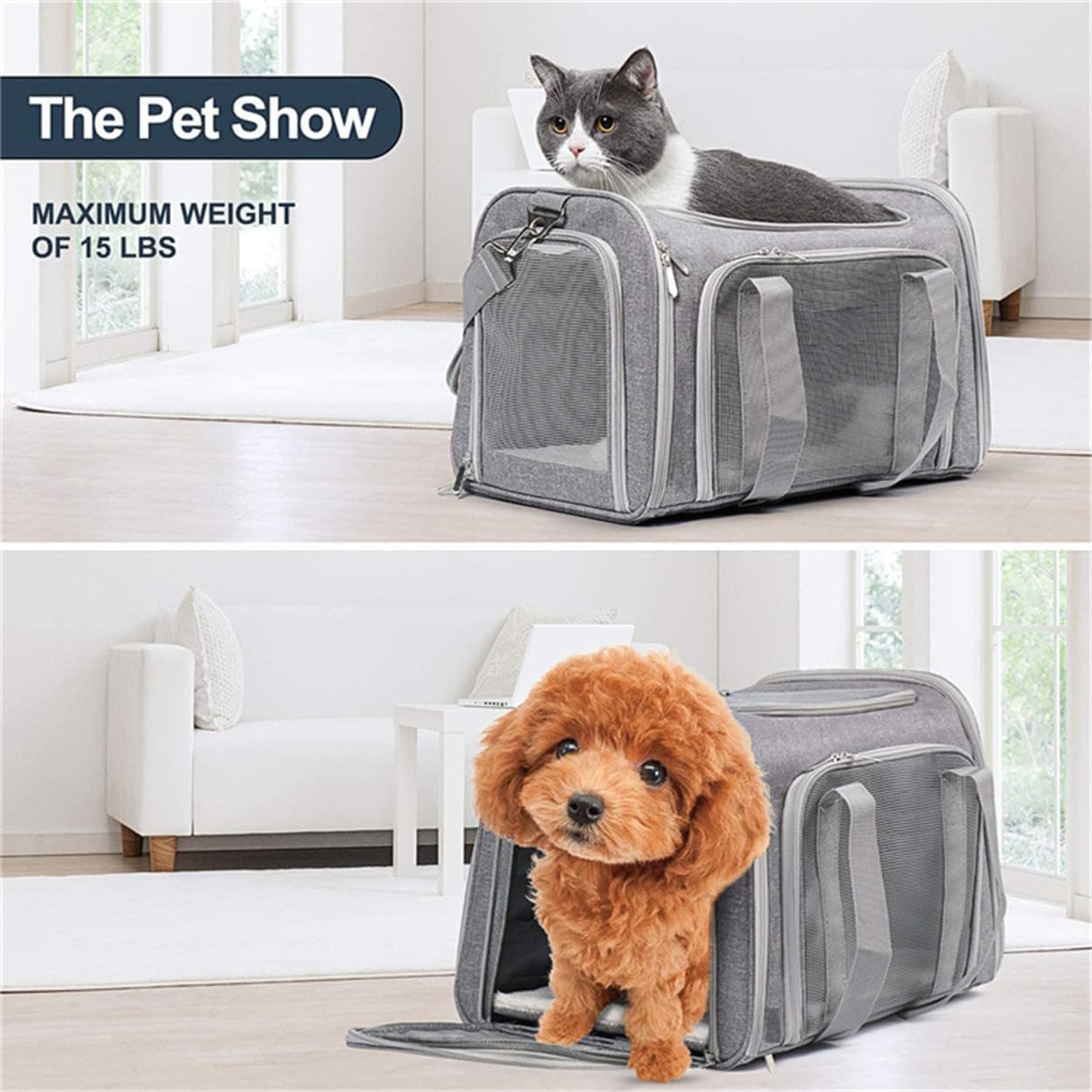 Cat Carrier Dog Carrier Pet Carrier Portable Dog/Cat Carrier Bag with Mesh - Image 4