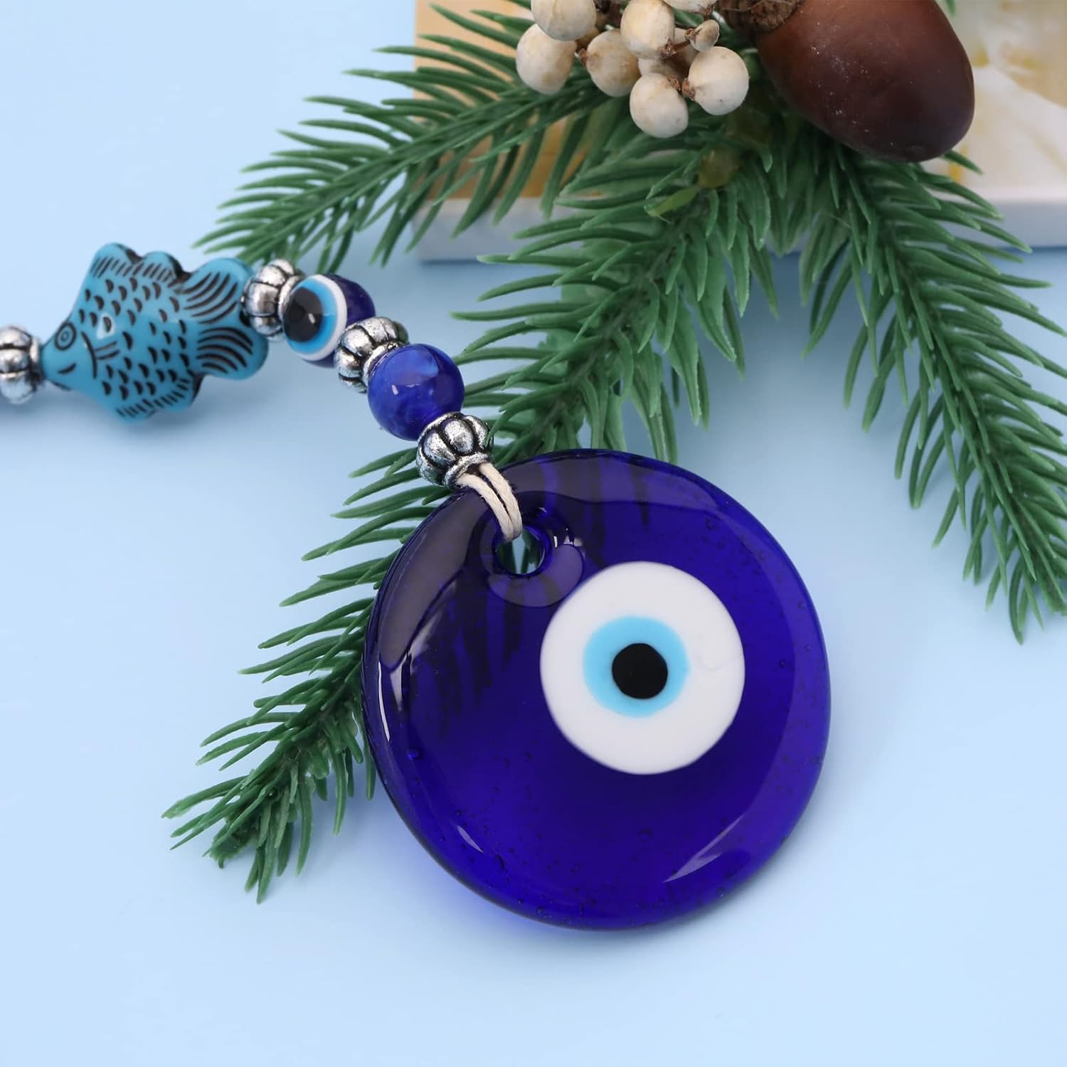 3PCS Blue Evil Eye Hanging Ornament Handmade Lucky Charm Pendant Wall Hanging - Image 7