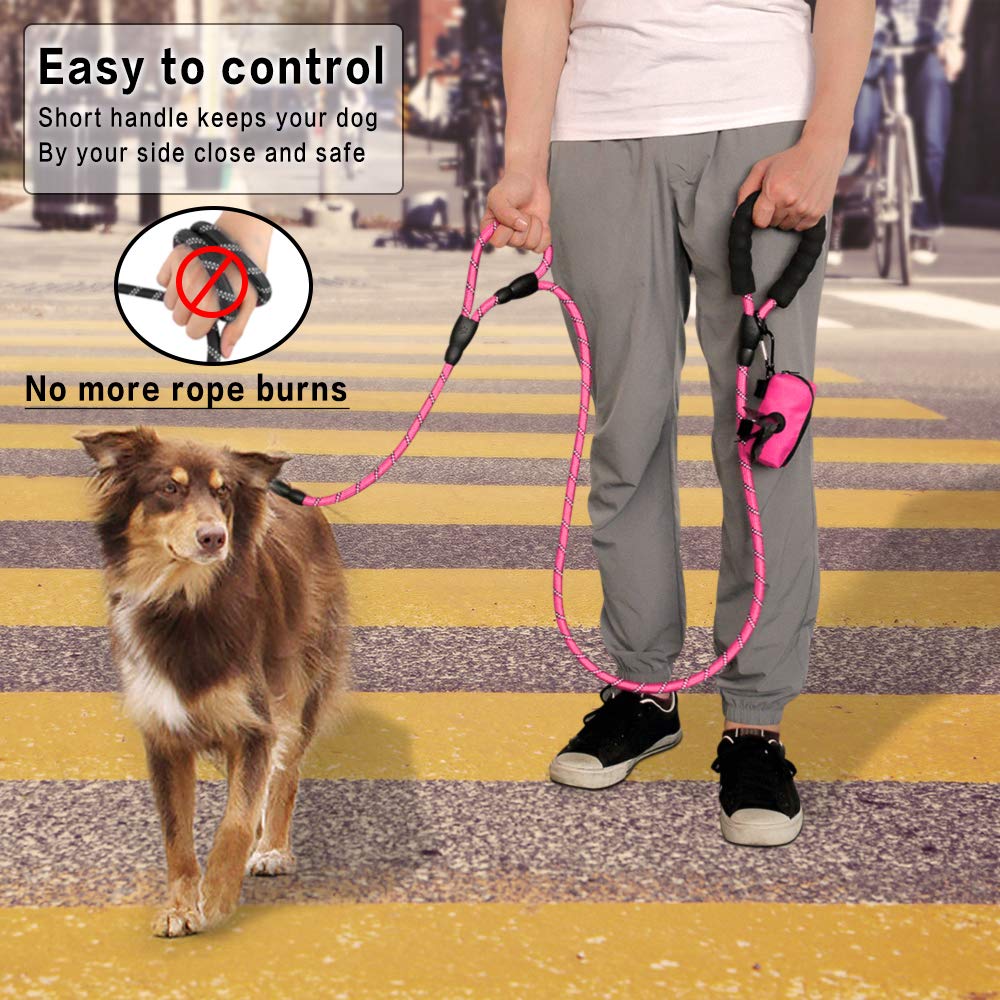Rope Dog Leash 6ft Long,Traffic Padded Two Handle,Heavy Duty,Reflective Double - Image 3