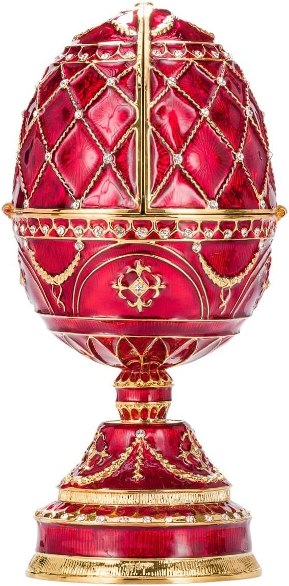 Faberge Style Egg Music Box Trinket Jewel Box with Two Swans 17 cm - Image 2