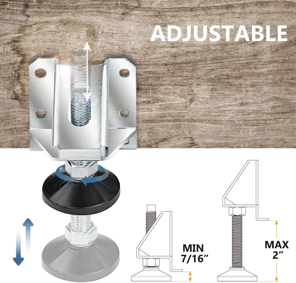 Heavy Duty Leg Leveler Kit | 4 Pack | Leveler Legs with Installation - Image 3