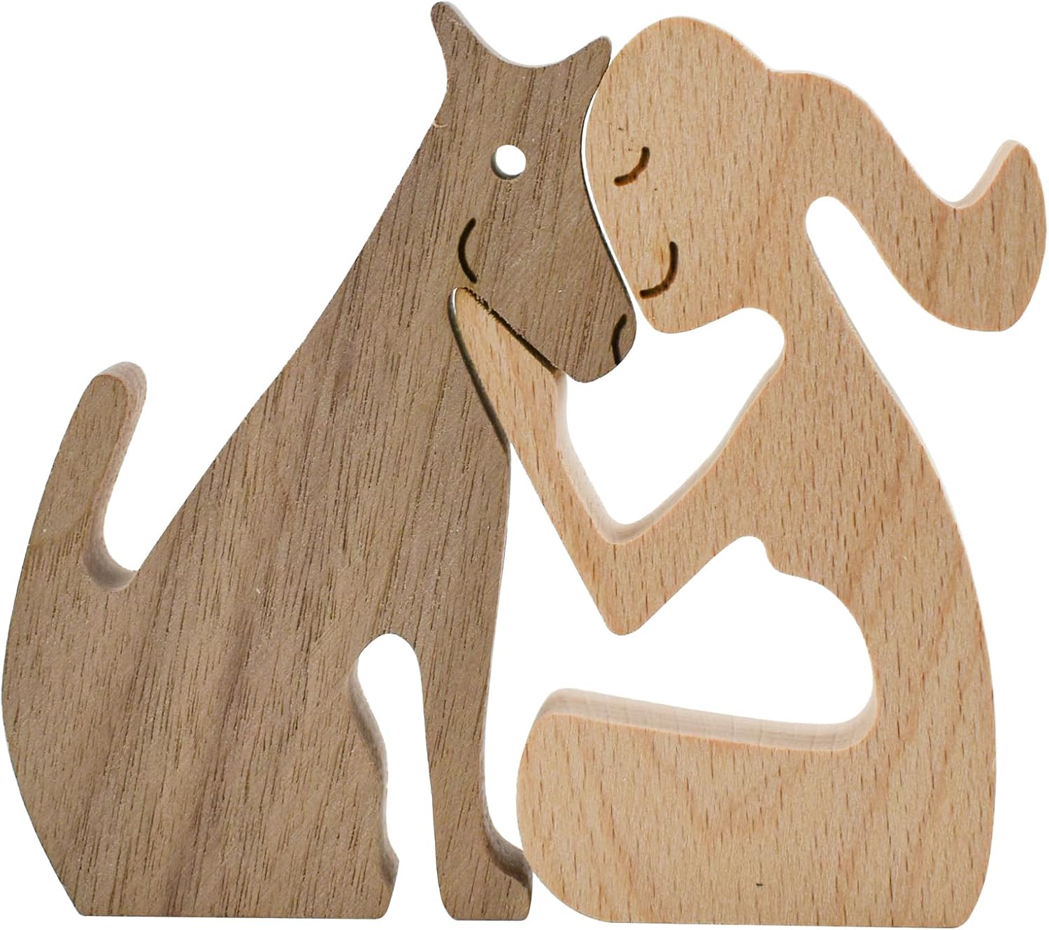 Wooden Dog Figurines Dog Statue Wooden Sculptures Handmade Accents Crafts Wooden - Image 4