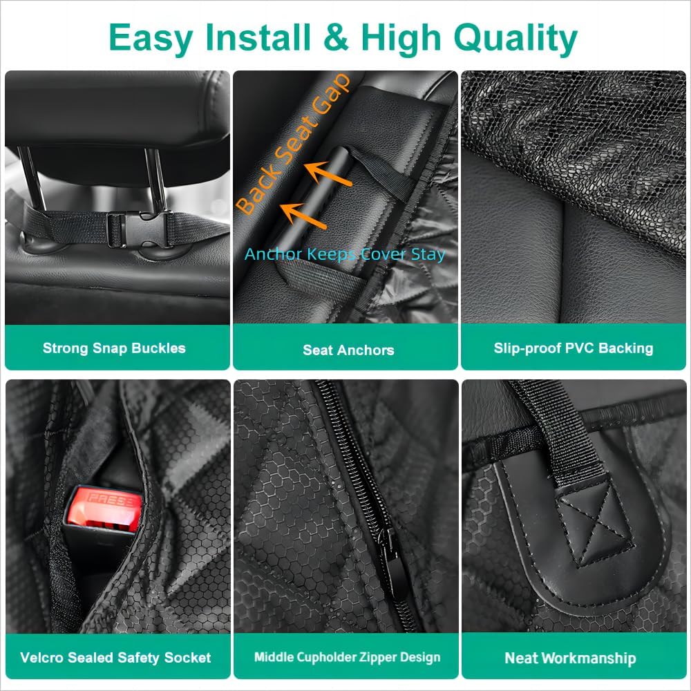 Dog Car Seat Cover for Back Seat Cover for Kids,Non Stick Fur Rear Seat - Image 4