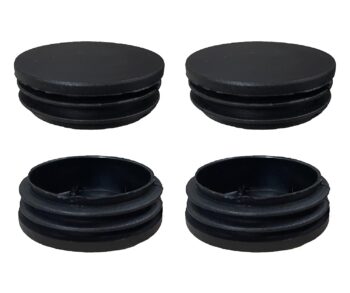 4 PCS 2 inch (50mm) Black Round Plastic Plugs, Tube Ribbed Inserts End Cover