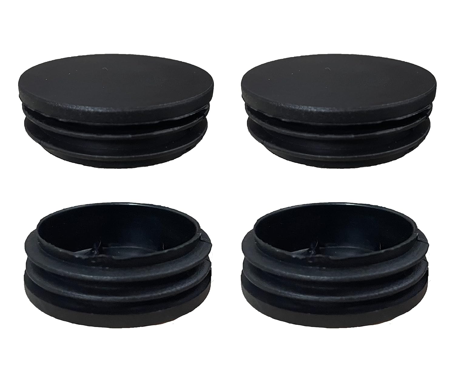 4 PCS 2 inch (50mm) Black Round Plastic Plugs, Tube Ribbed Inserts End Cover