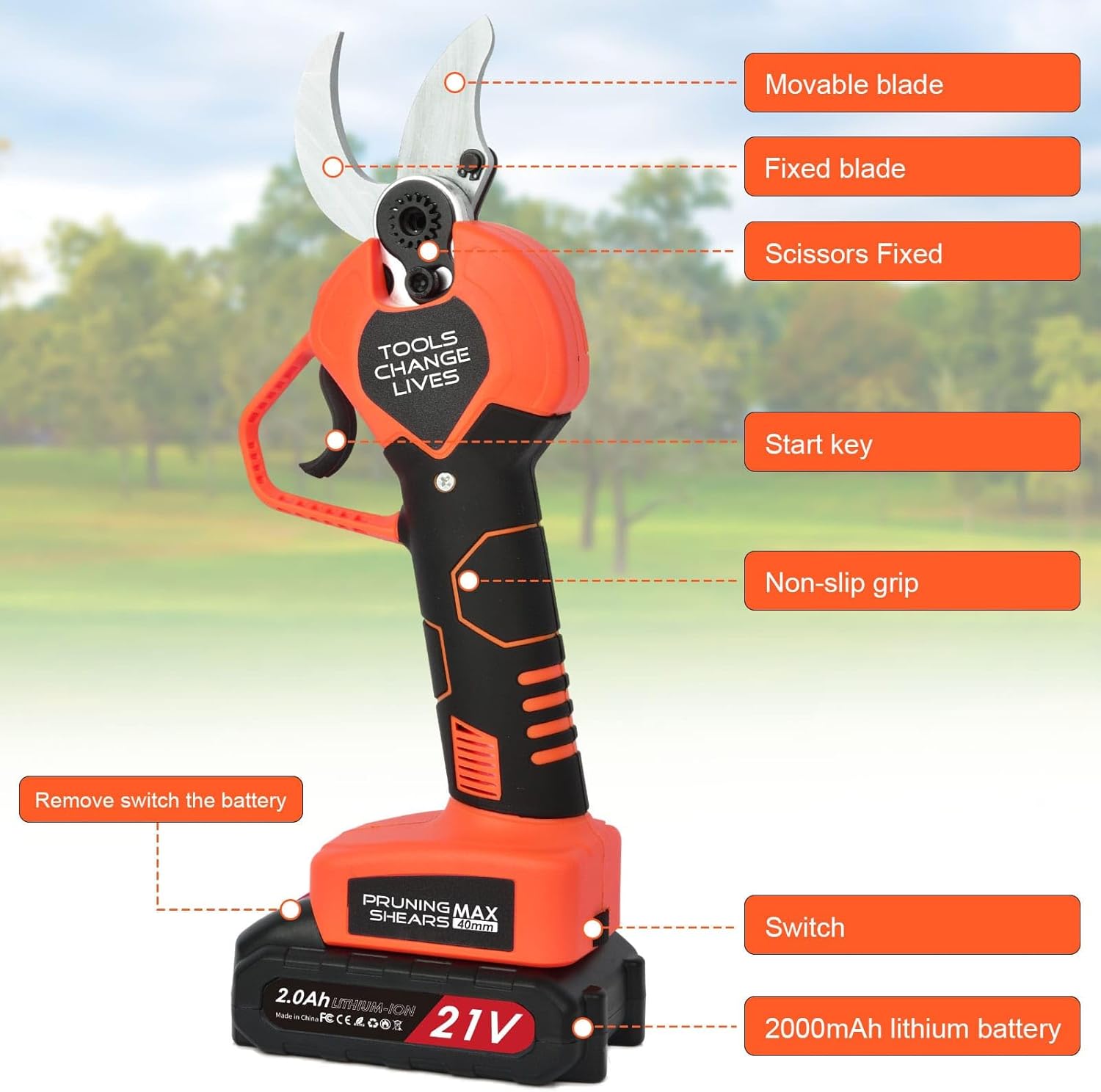 Electric Pruning Shears, Professional Cordless Electric Secateurs Battery - Image 6