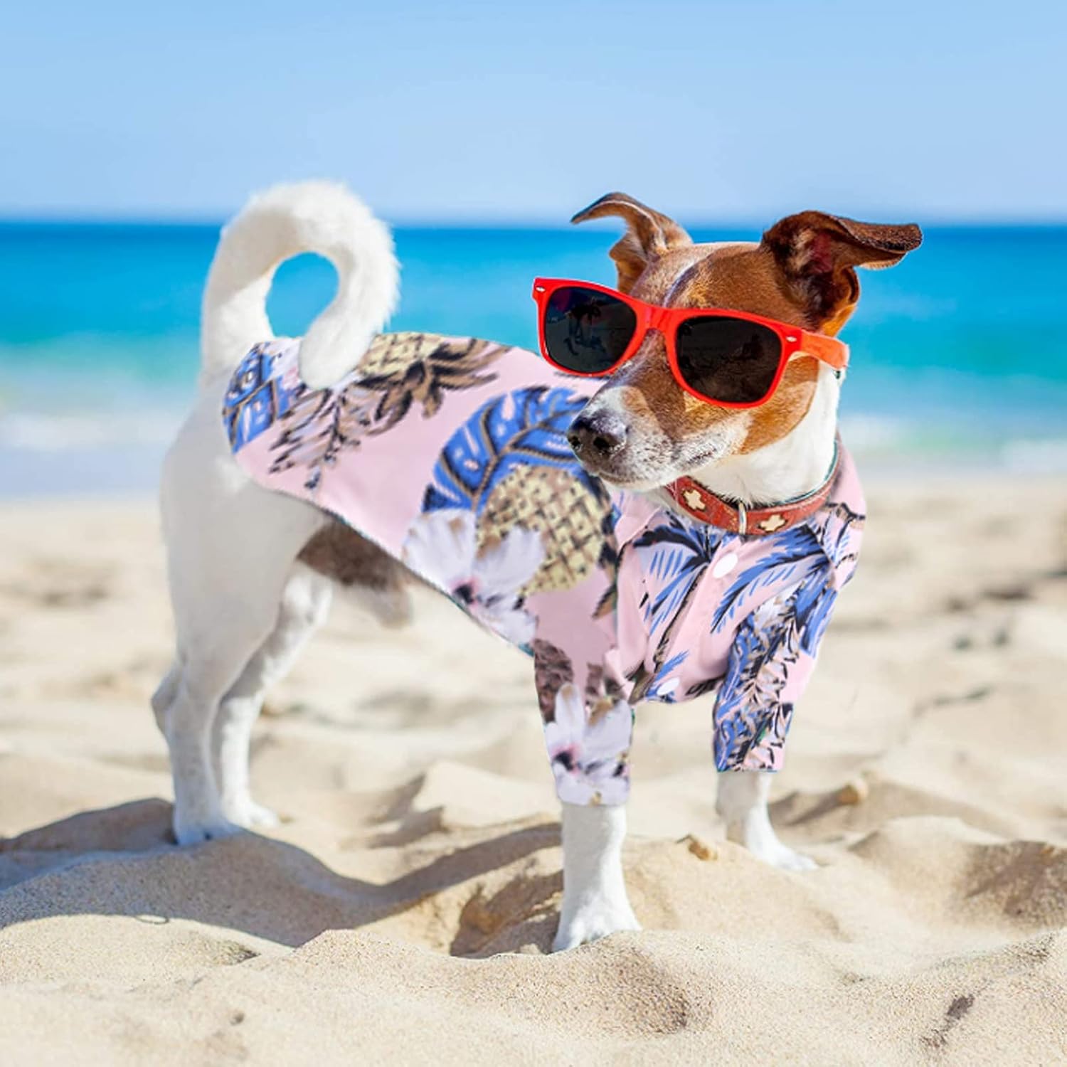 Pack of 4 Hawaiian Dog Shirt Summer Breathable Pet Clothes Dog Sweatshirts Cool - Image 8