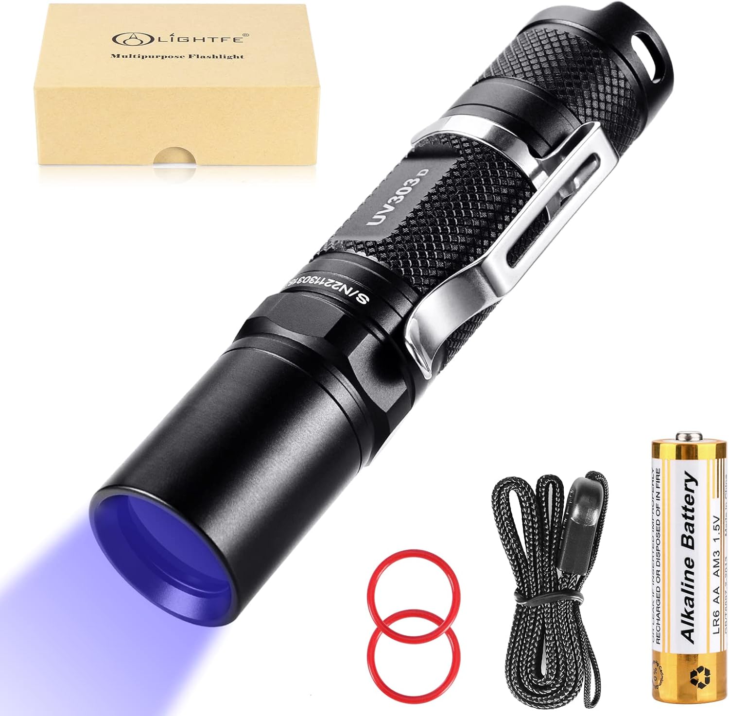 Blacklight 365nm UV Flashlight with High Power output, Pure Beam for UV Glue
