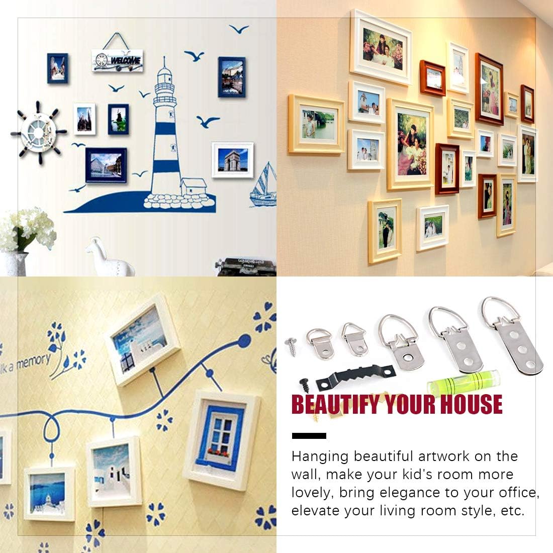 601Pcs Heavy Duty Picture Hangers Kit with 1 Mini Gradienter, Assorted Picture - Image 7