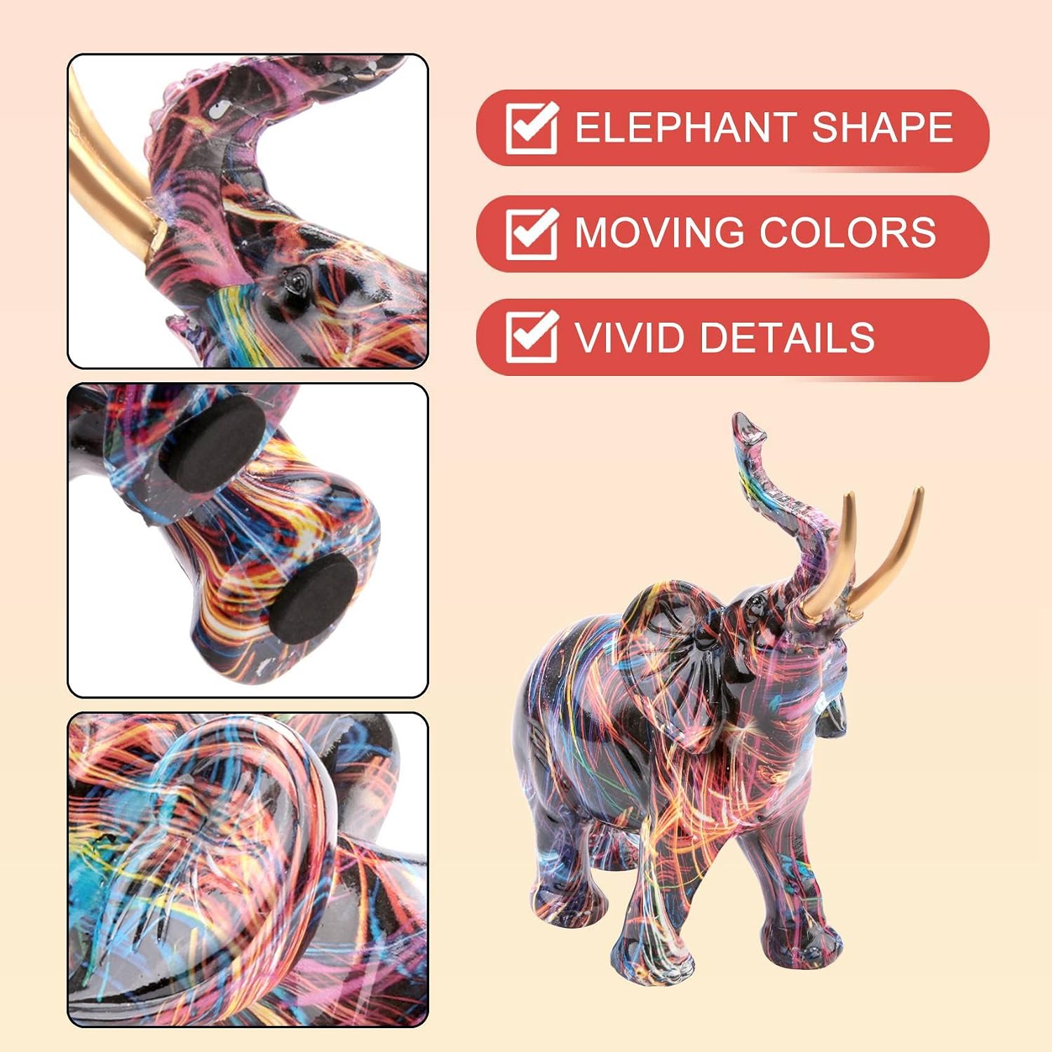Nordic Painting Graffiti Elephant Sculpture Figurine Colorful Art Elephant - Image 3