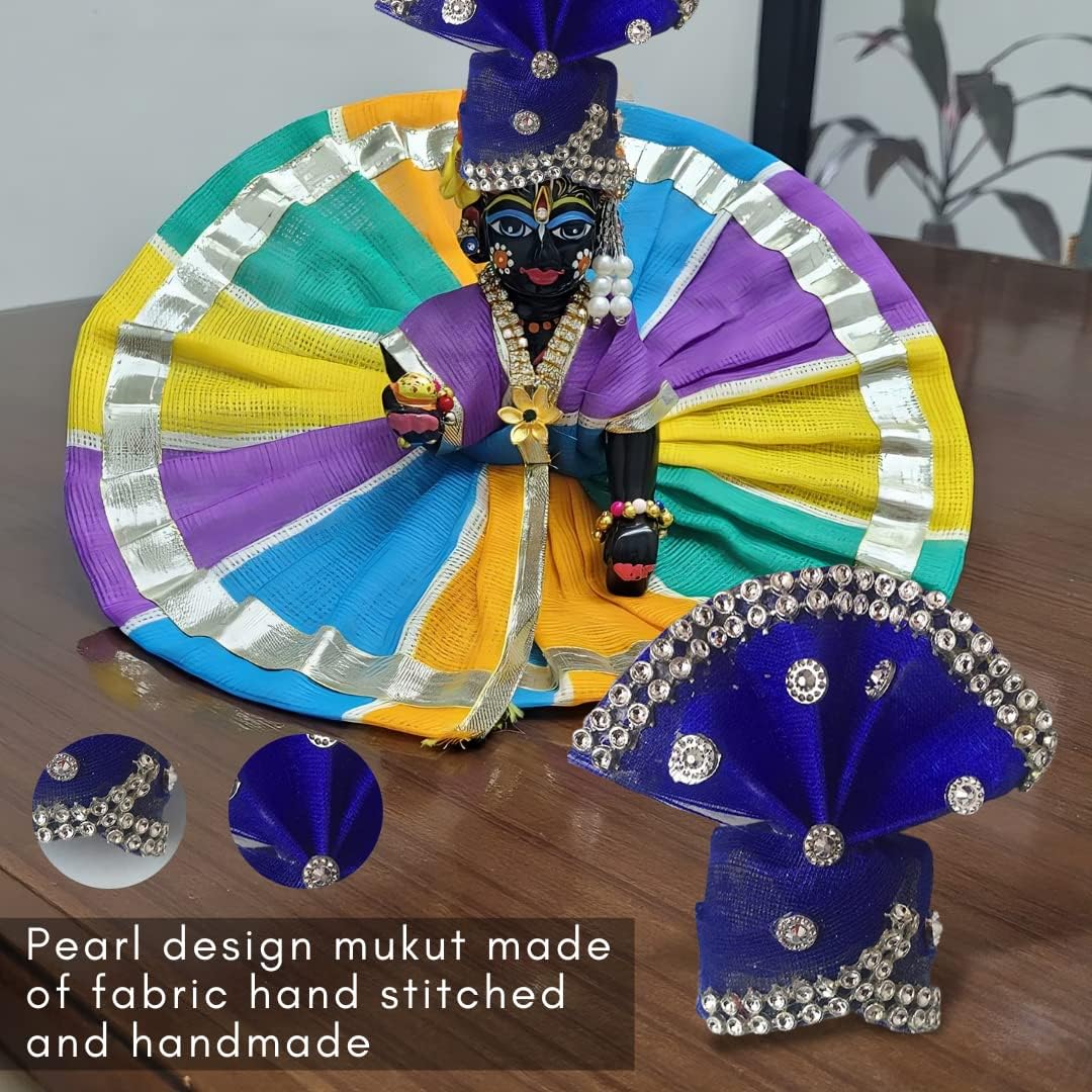 Handmade Laddu Gopal Mukut Beautiful Colorful Flower Pagdi of Ladoo Gopal Ji - Image 3