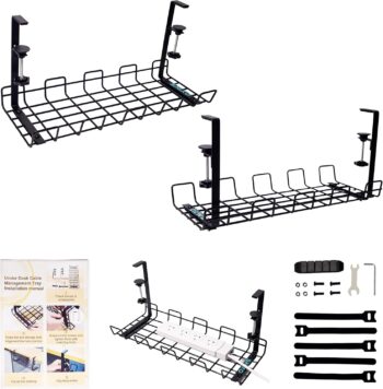 Under Desk Cable Management Tray | No Drill Under Desk Cord Holder