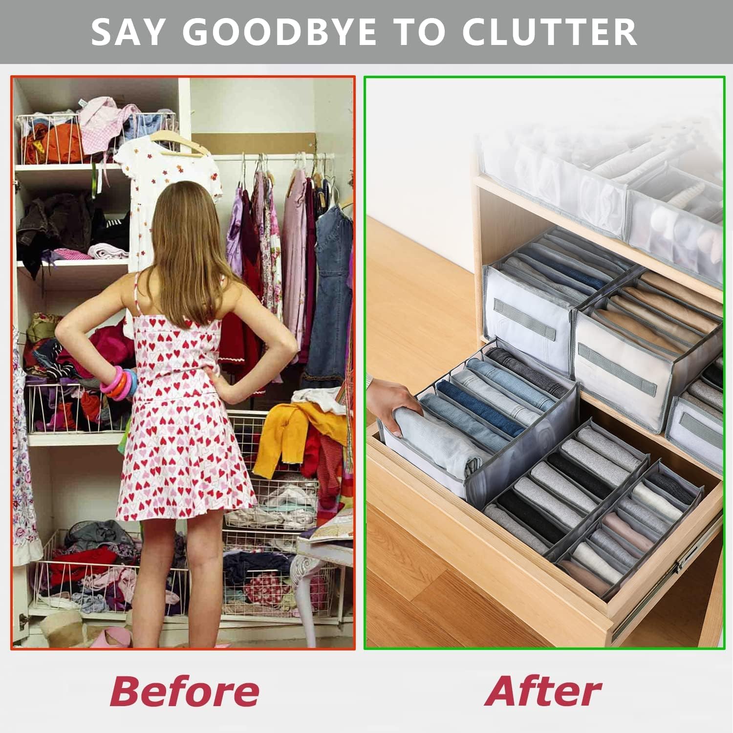 6 Pack Wardrobe Clothes Organiser for Jeans,organiser for folded clothes - Image 3